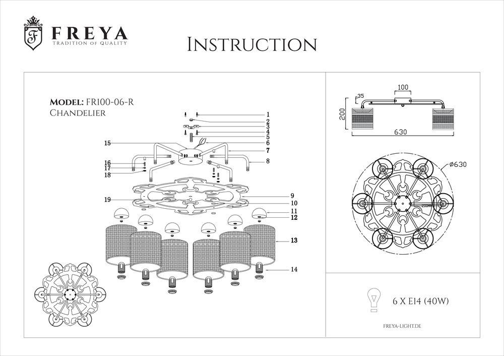 Потолочная люстра Freya Timone FR5100-CL-06-WG