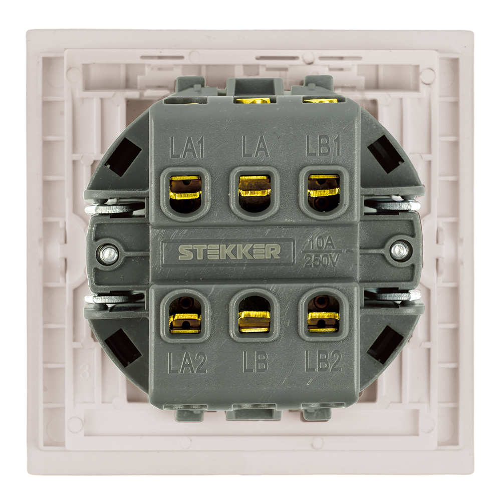 Переключатель перекрестный 1-клавишный (механизм) Stekker Мия 250В 10А RSW10-3110-08 пудровый жемчуг 50570