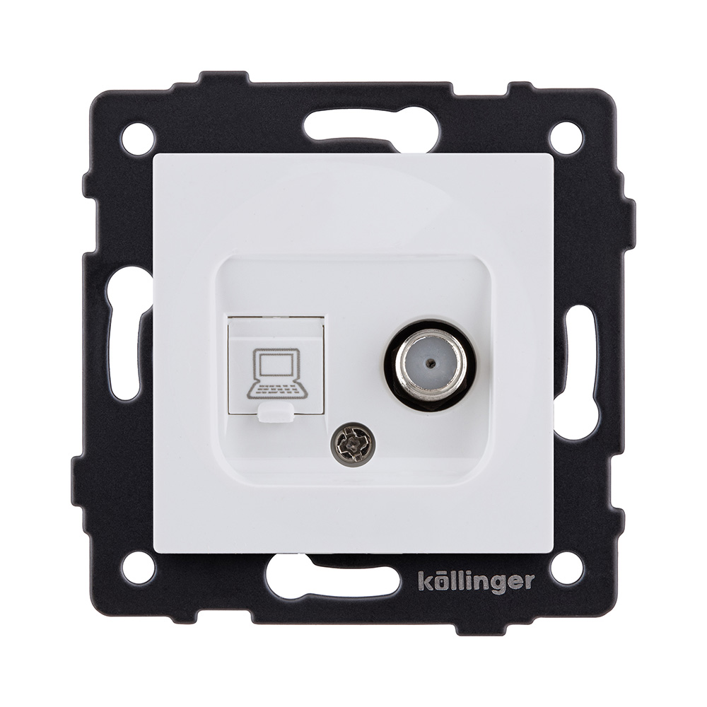 Розетка двойная спутниковая SAT + RJ45 Cat.6, белый матовый Kollinger REA-014WM для Aspekt, Eleganz, Reflex
