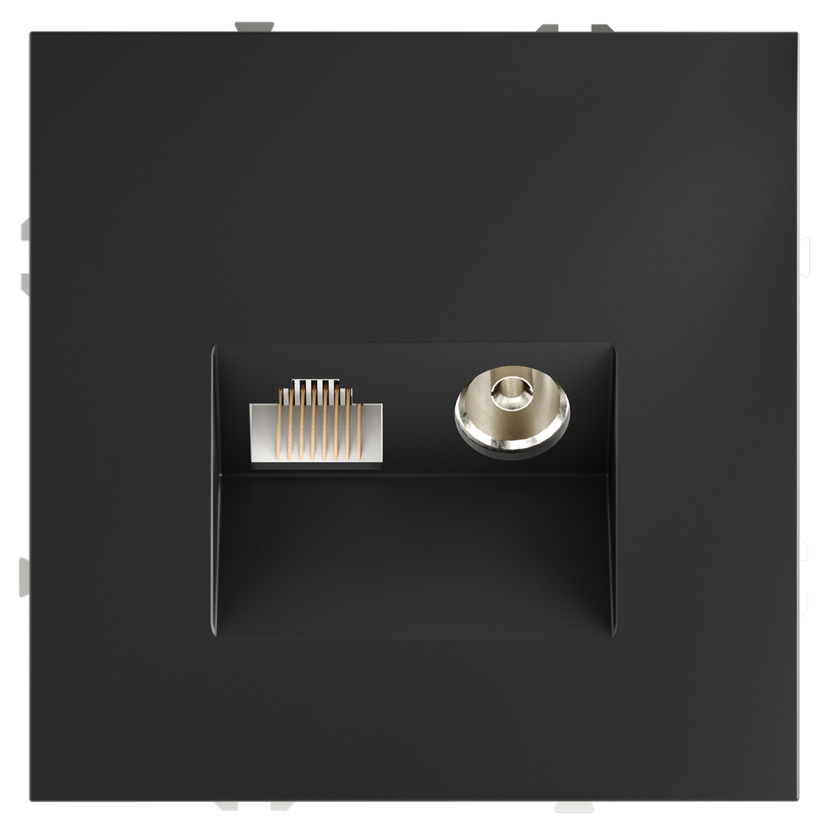 Розетка телевизионная встраиваемая Voltum S70 TV+RJ45 кат. 6, (графит) VLS060707