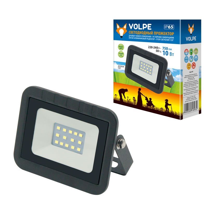 Прожектор светодиодный (UL-00000235) Volpe 10W ULF-Q511 10W/DW IP65 220-240В Black