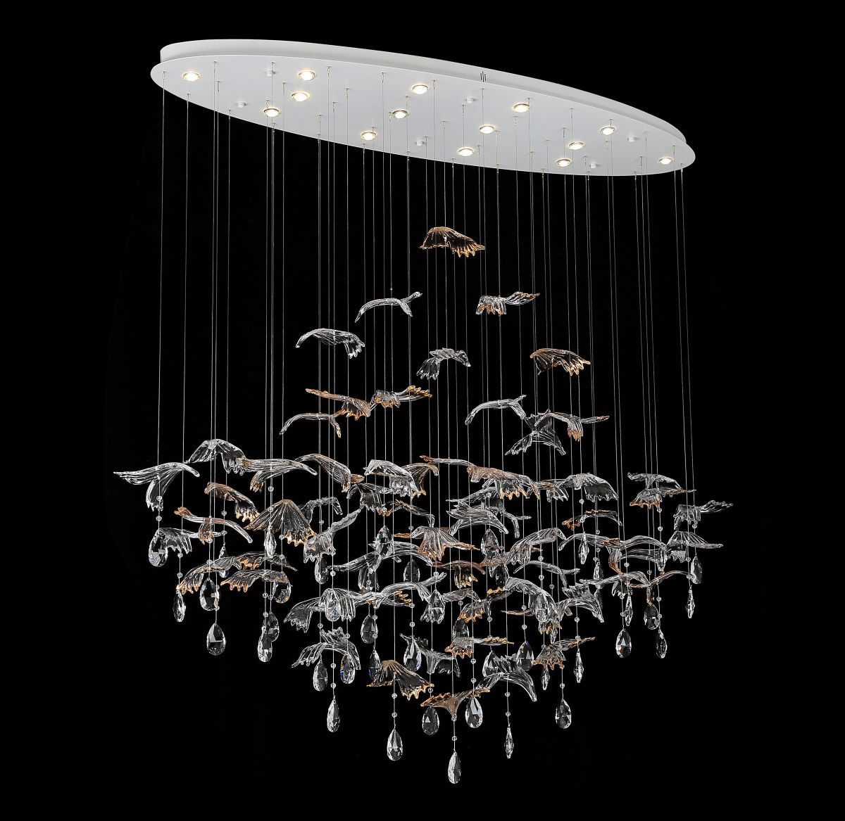 Подвесная люстра Newport 8220/140 С oval chrome, silver glass М0071480