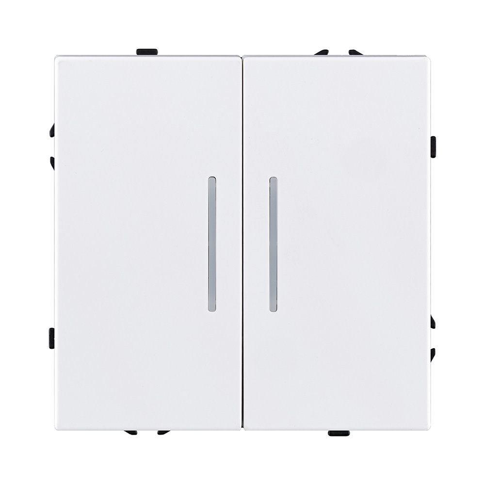Выключатель 2-клавишный 10А/250В с LED подсветкой, белый матовый Kollinger Eclipse EC-010WH