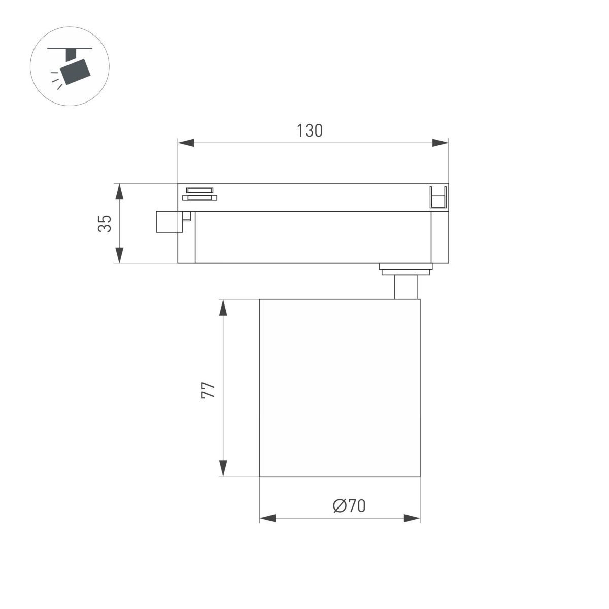 Трековый однофазный светильник Arlight LGD-DYKE-2TR-R75-16W Warm3000 (WH, 20 deg, 230V) 052152