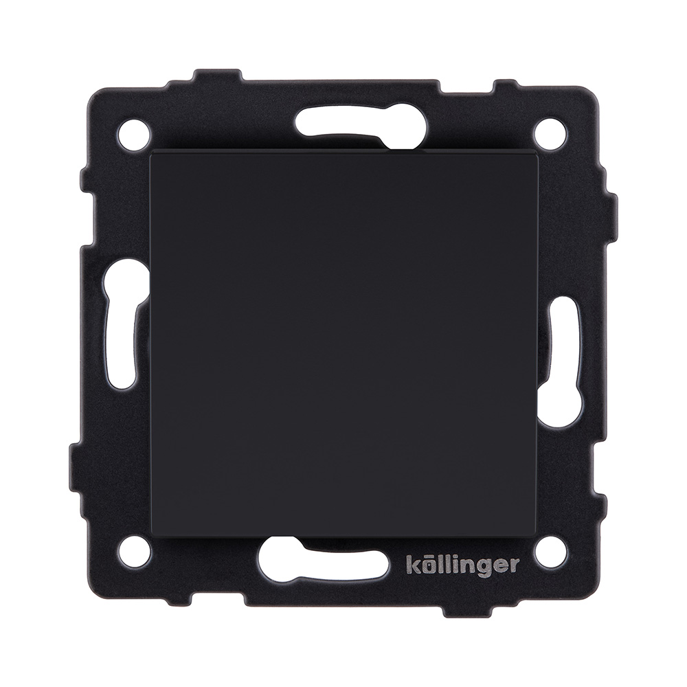 Выключатель 1-клавишный проходной 10А/250В, черный матовый Kollinger REA-S-003BM для Aspekt, Eleganz, Reflex