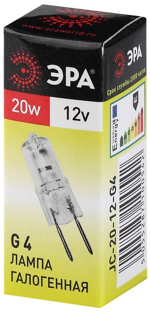 Лампа галогенная Эра G4 20W 3000K G4-JC-20W-12V C0027369