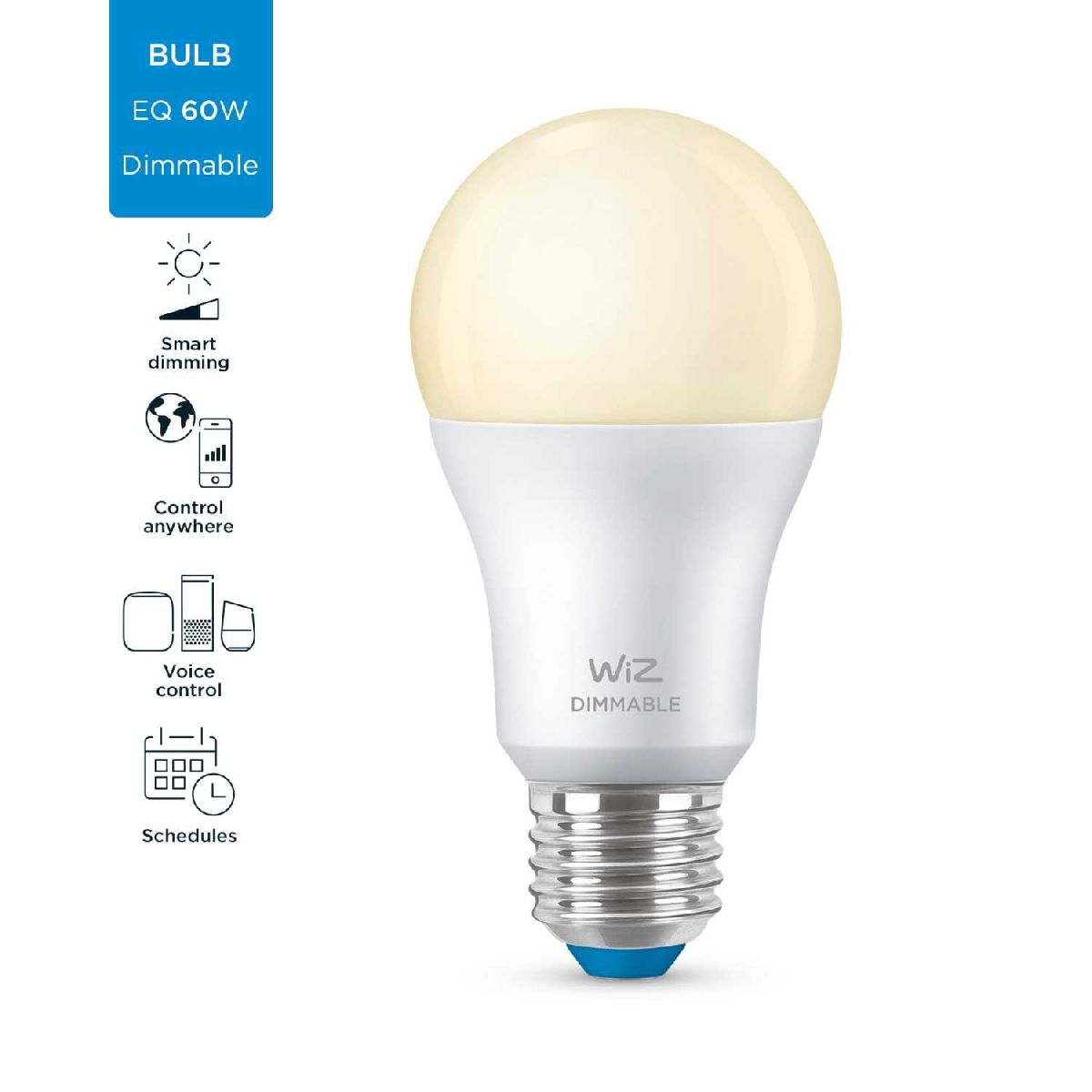 Умная светодиодная лампа Wiz Wi-Fi BLE60WA60E27927DIM1PF/6 E27 8W 2700K 929002450202