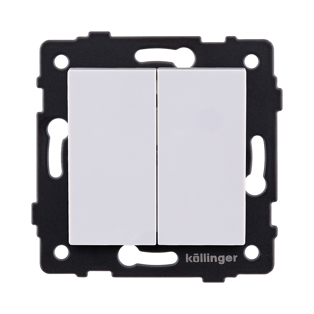 Выключатель кнопочный 2-клавишный 10А/250В, белый Kollinger REA-S-011WH для Aspekt, Eleganz, Reflex