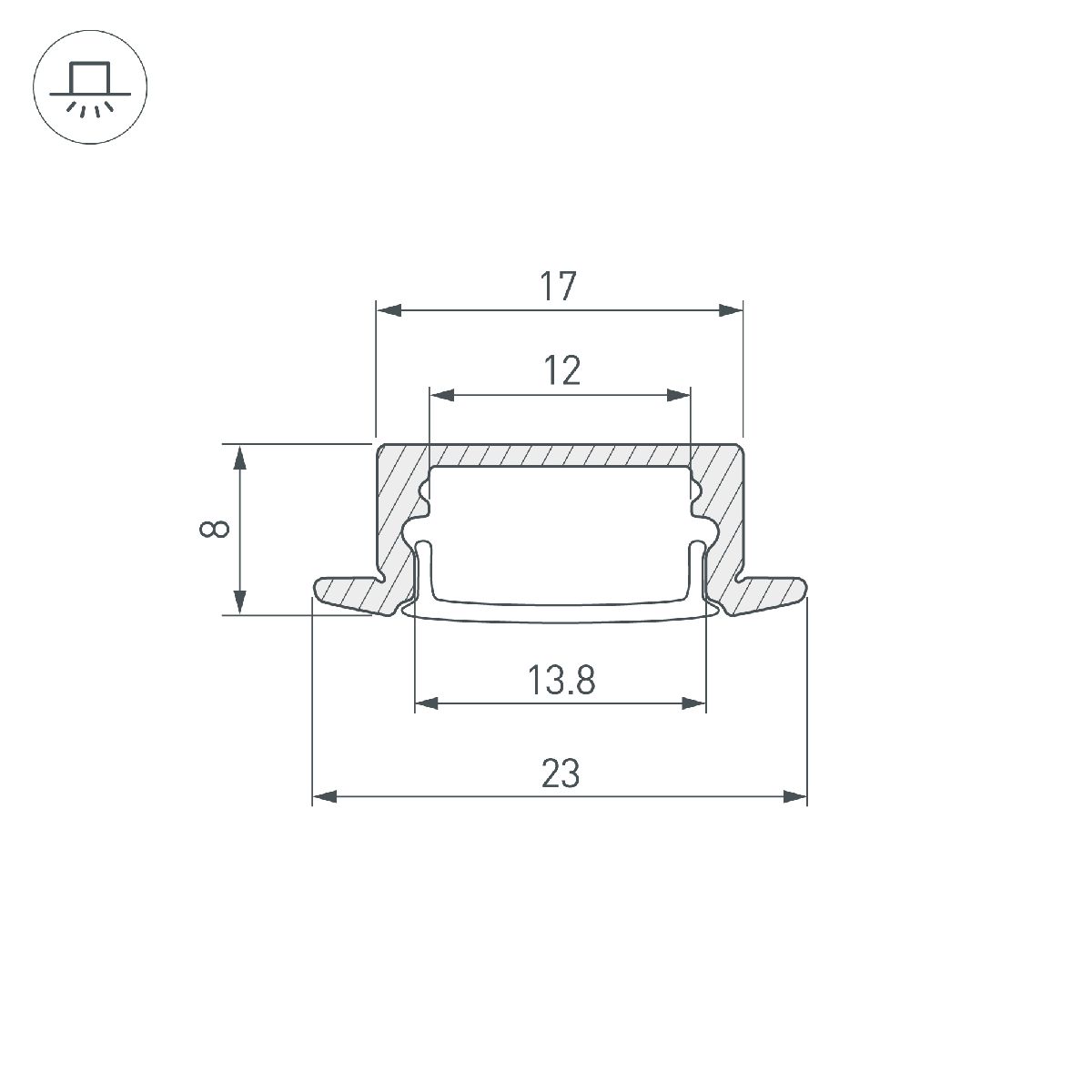 Профиль Arlight LINE-2308-F-2000 ANOD 040300
