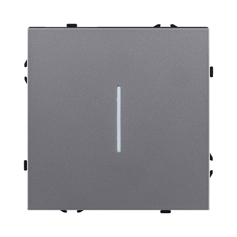 Выключатель 1-клавишный проходной 10А/250В с LED подсветкой, серый Kollinger Eclipse EC-008GY