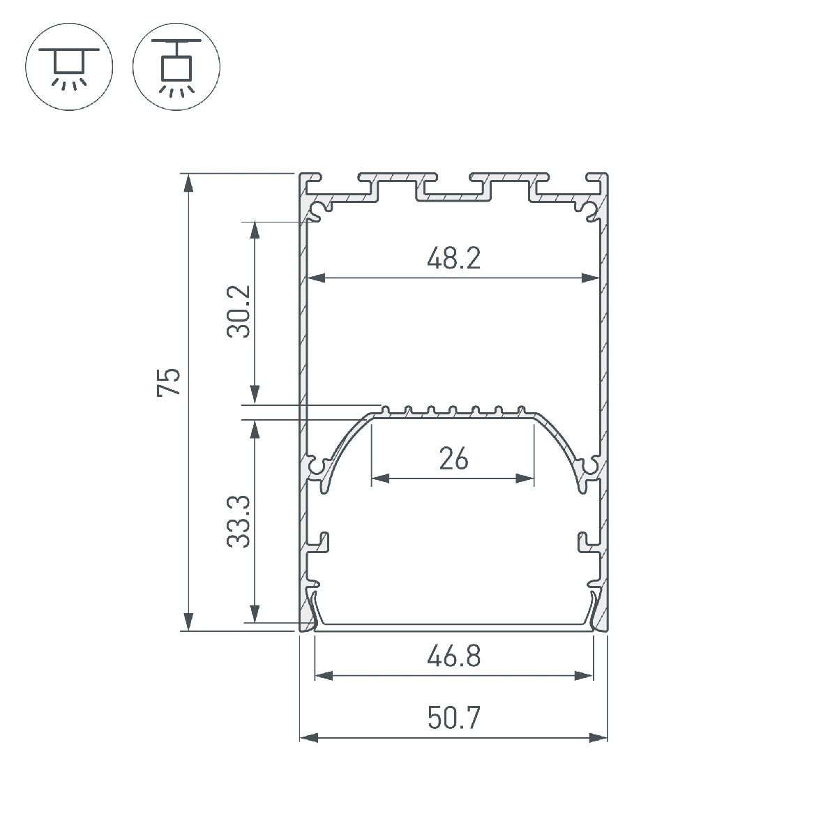 Алюминиевый профиль Arlight LINE-S-5075-2000 BLACK 041847