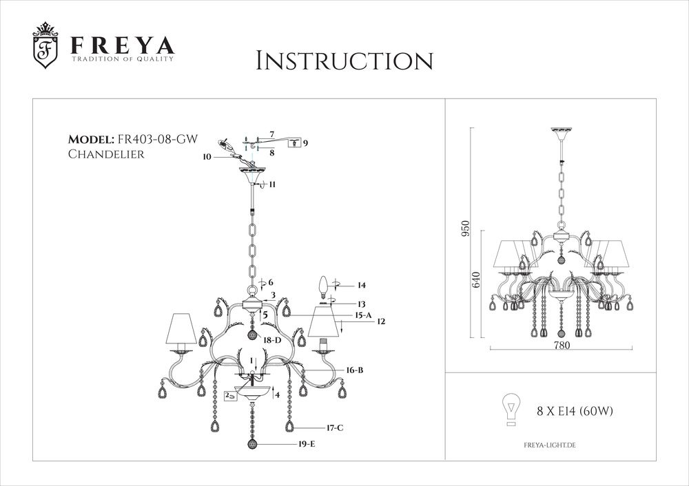 Подвесная люстра Freya Susie FR3403-PL-08-WG