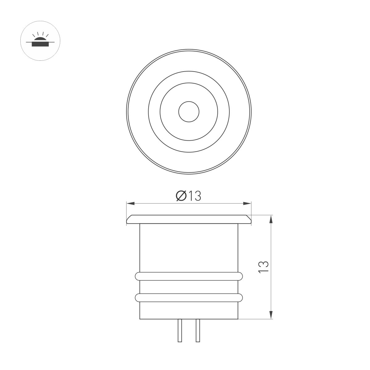 Мебельный светильник Arlight ART-PICCOLO-BUILT-R13-1W Day4000 (WH, 30 deg, 3V) (IP40 Металл) 062246