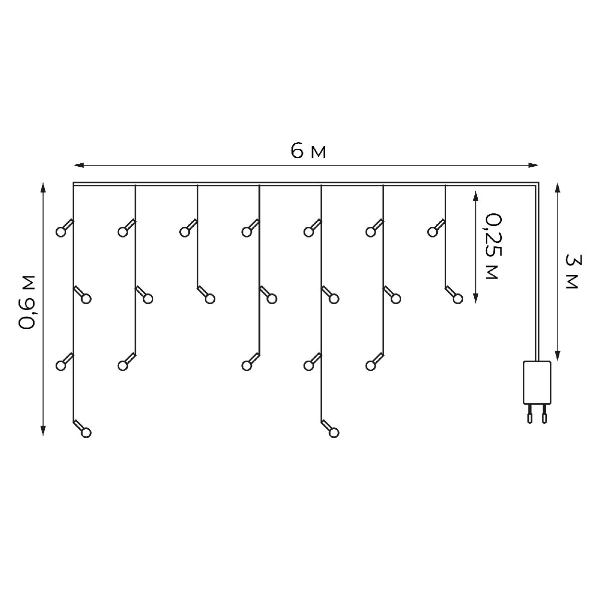 Гирлянда Бахрома Uniel ULD-B6006-080/STK WARM WHITE IP44 UL-00012073