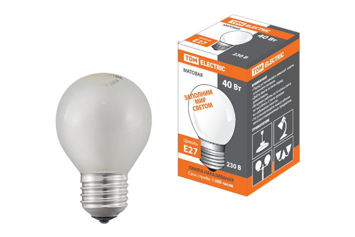 Лампа накаливания TDM Electric E27 40W матовая SQ0332-0006