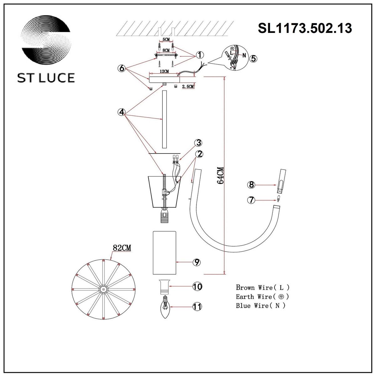 Люстра на штанге ST Luce Pafe SL1173.502.13