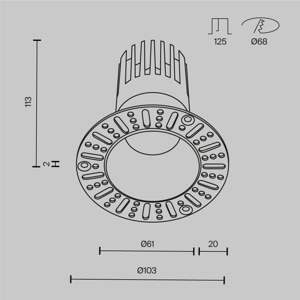 Встраиваемый светильник Maytoni Dip DL122-15W-2.7K-TRS-B