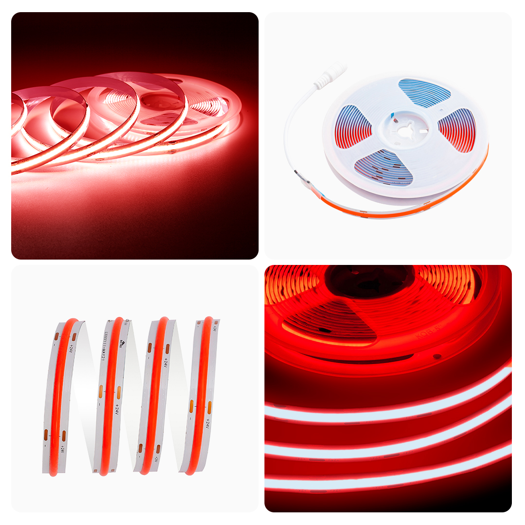 Светодиодная лента Apeyron 5м, 24В, 11Вт/м, COB, 352д/м, IP20 Красный 190ОО