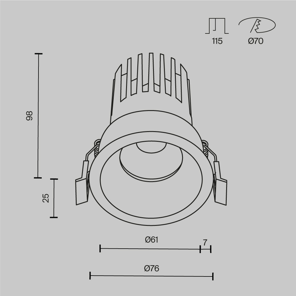 Встраиваемый светильник Maytoni Dip DL117-15W-2.7K-B