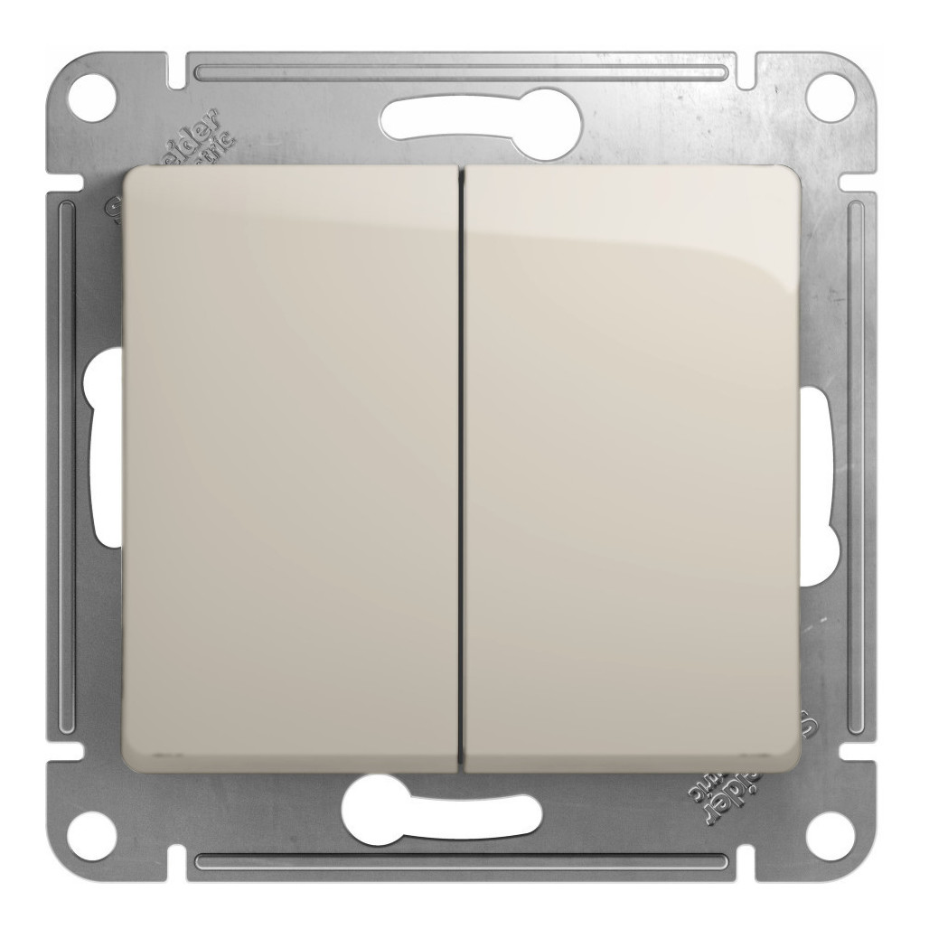 Выключатель 2-клавишный, сх.5, 10AX Systeme Electric Glossa Молочный GSL000951