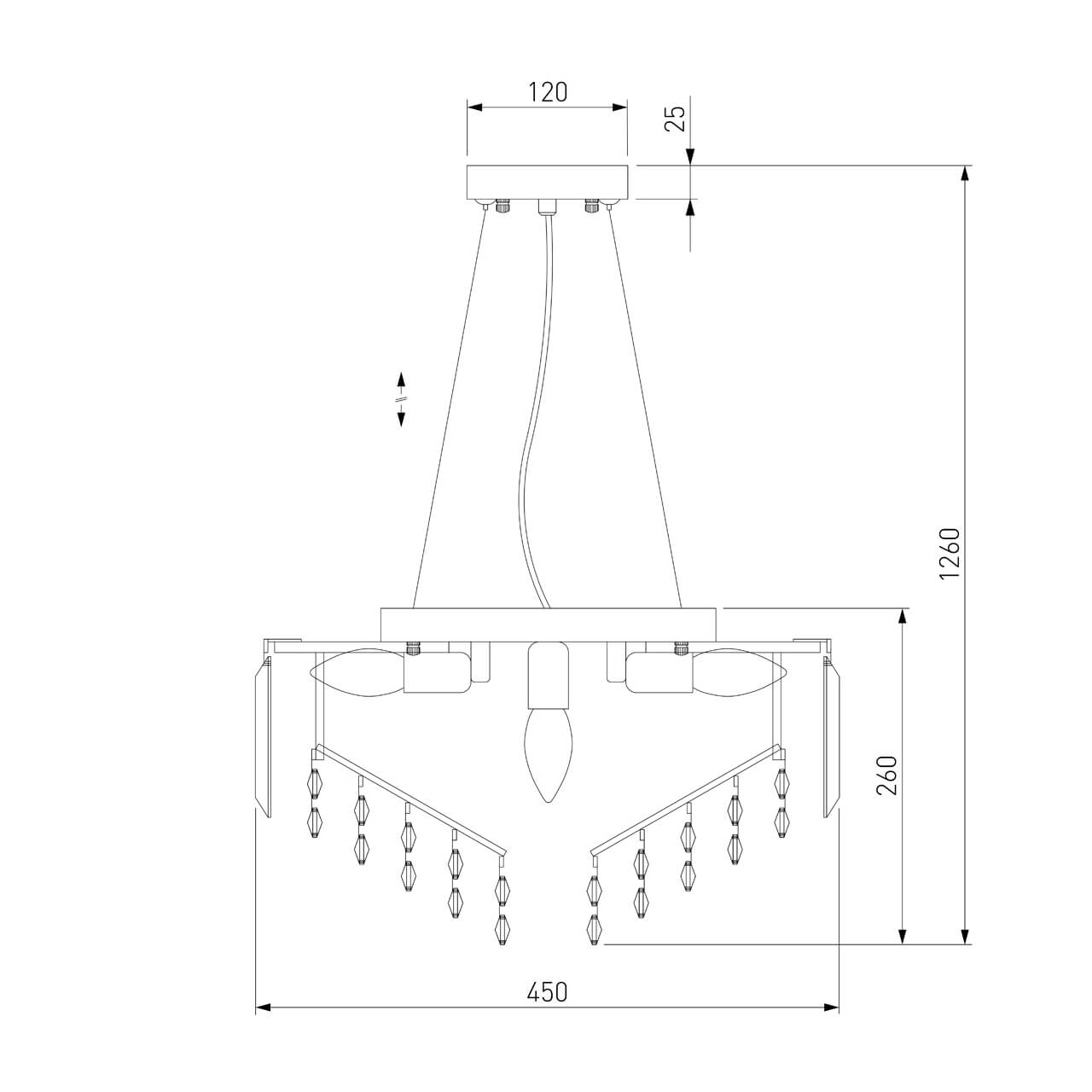 Подвесная люстра Eurosvet Torreta 10121/5 хром/прозрачный хрусталь Strotskis Smart (10105/5)