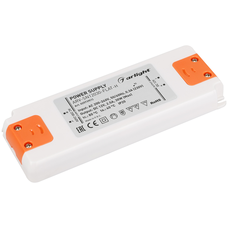 Блок питания Arlight ARV-SN12030-Flat-H (12V, 2.5A, 30W) 025739(1)