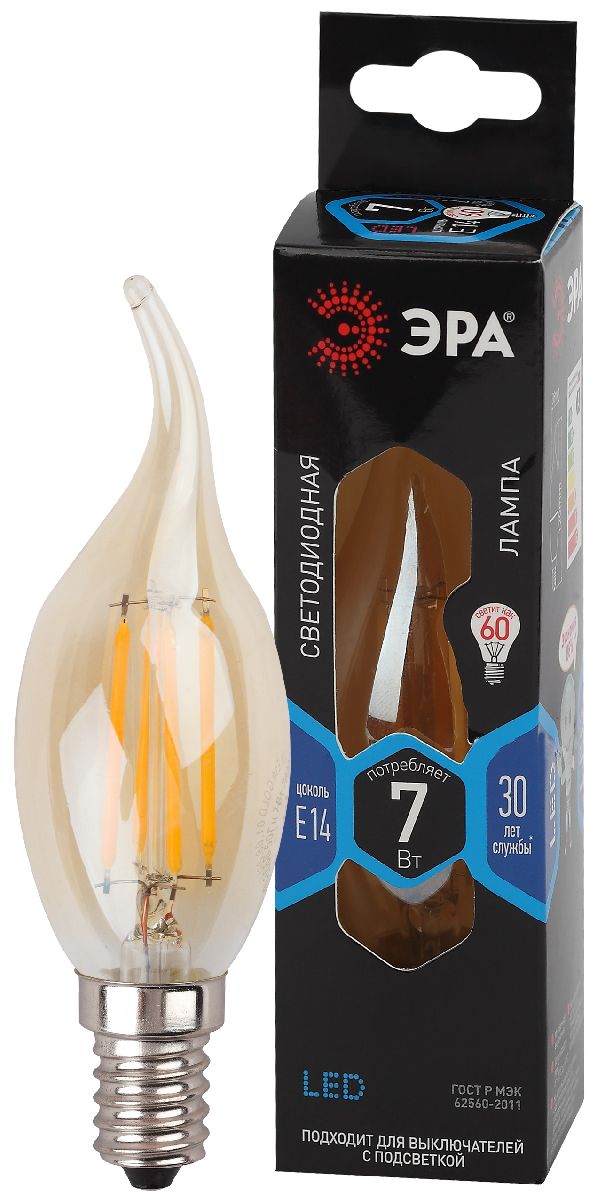 Лампа светодиодная Эра E14 7W 4000K F-LED BXS-7W-840-E14 gold Б0047008