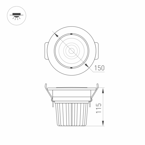 Встраиваемый светильник Arlight LTD-140WH 25W White 30deg 032620