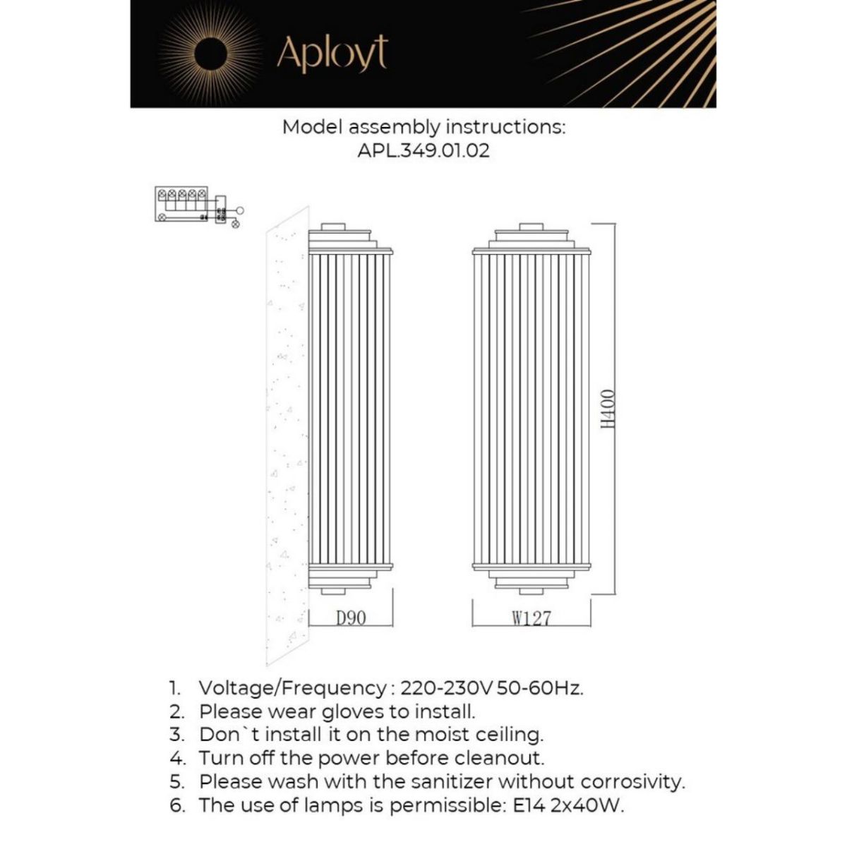 Настенный светильник Aployt Klodina APL.349.01.02
