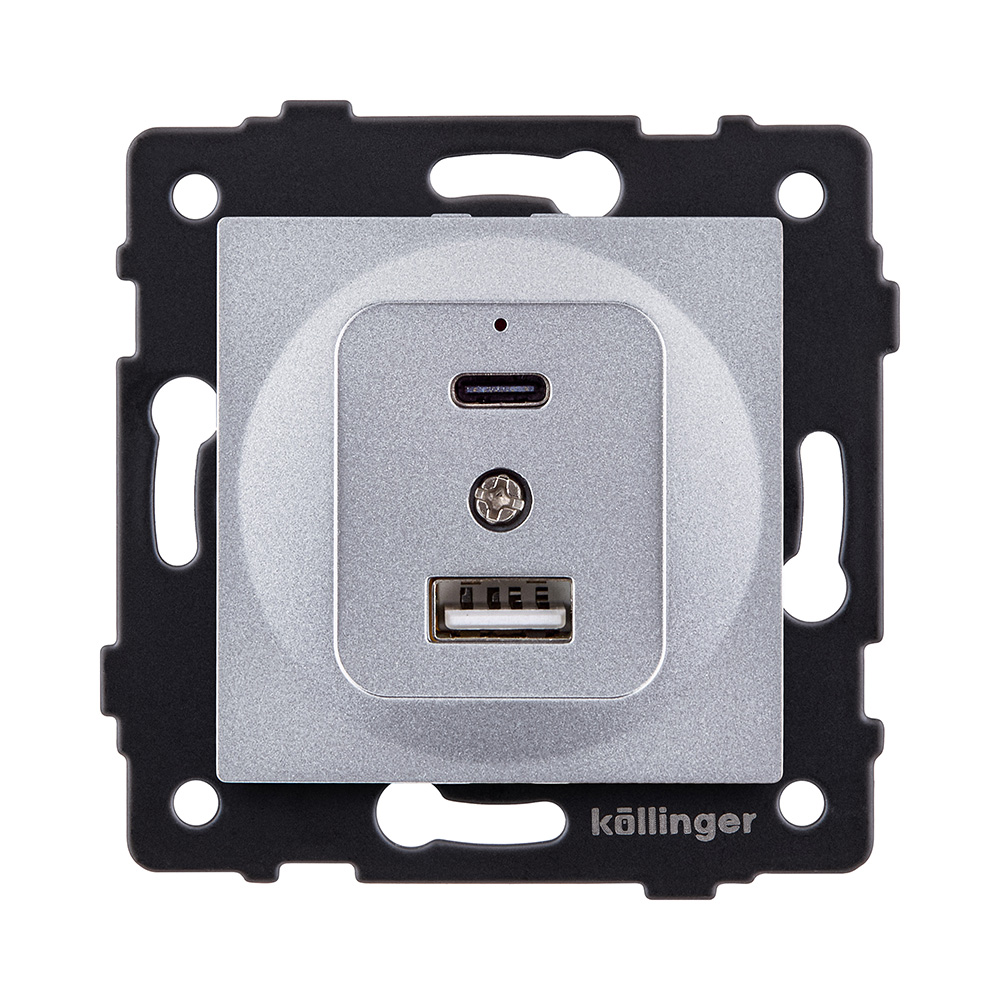 Розетка USB A+C 20W, серый Kollinger REA-037GY для Aspekt, Eleganz, Reflex