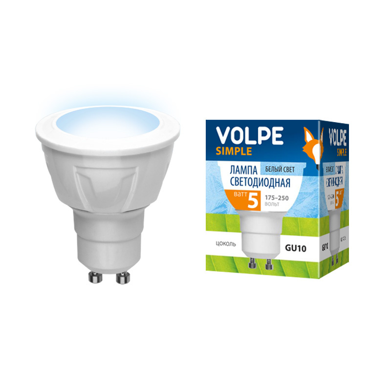 Лампа светодиодная (UL-00000309) Volpe GU10 5W 4000K матовая LED-JCDR-5W/NW/GU10/O