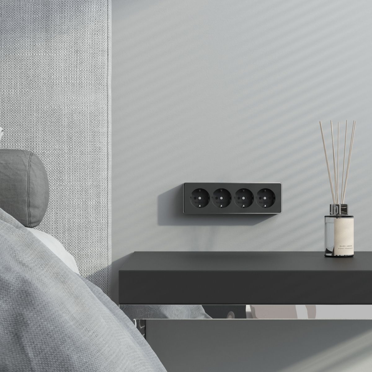 Розетка четверная с заземлением и шторками Werkel Gallant черный/хром W5072258 4690389218026 a071254