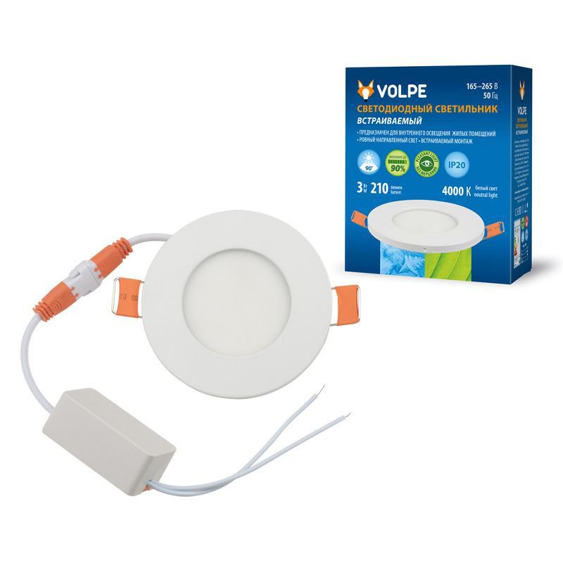 Встраиваемый светодиодный светильник (UL-00003475) Volpe ULM-Q263 3W/NW IP20 WHITE