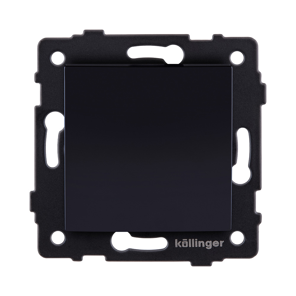 Выключатель 1-клавишный проходной 10А/250В, изогнутый, черный Kollinger REA-R-003BK для Aspekt, Eleganz, Reflex