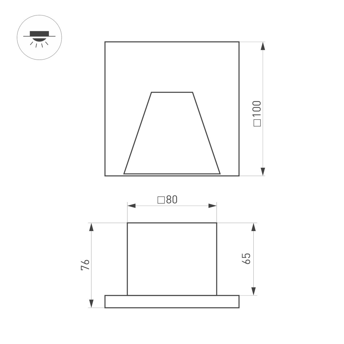 Светильник для ступеней Arlight LT-TIE-S100-3W Warm3000 (RD, 75x30 deg, 230V) (IP65 Бетон) 051052
