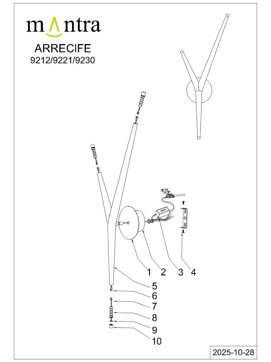 Настенный светильник Mantra Arrecife 9212