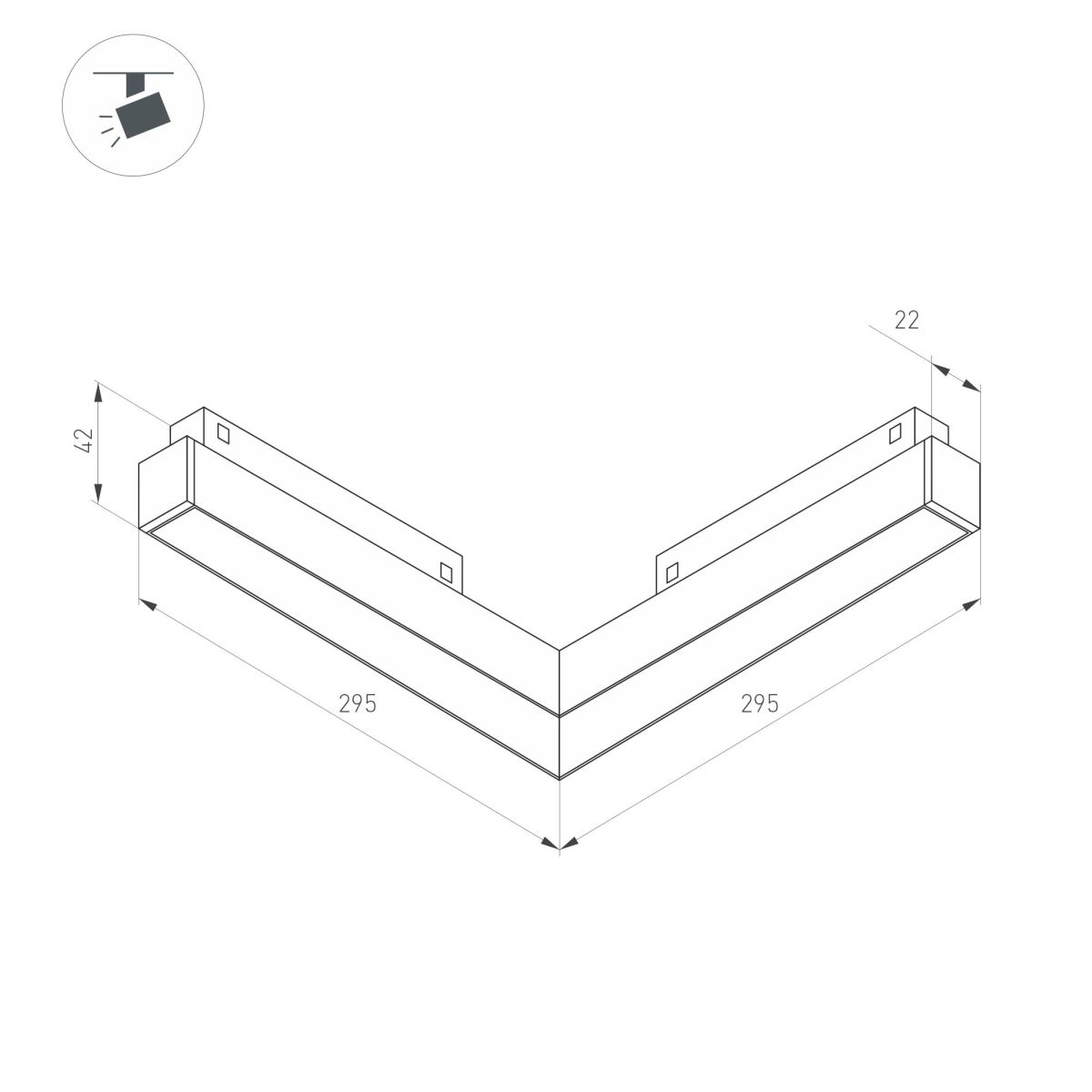 Трековый магнитный светильник Arlight MAG-ORIENT-FLAT-ANGLE-L295-18W Warm2700 (BK, 100 deg, 48V) (IP20 Металл) 060733