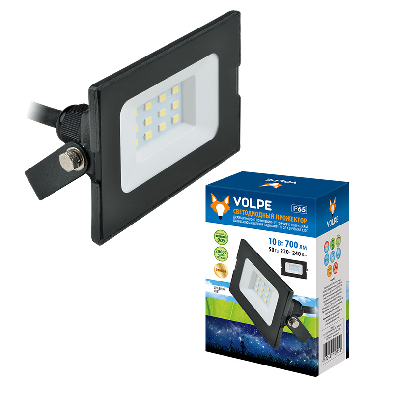 Прожектор Volpe ULF-Q513 30W/DW IP65 220-240В BLACK картон