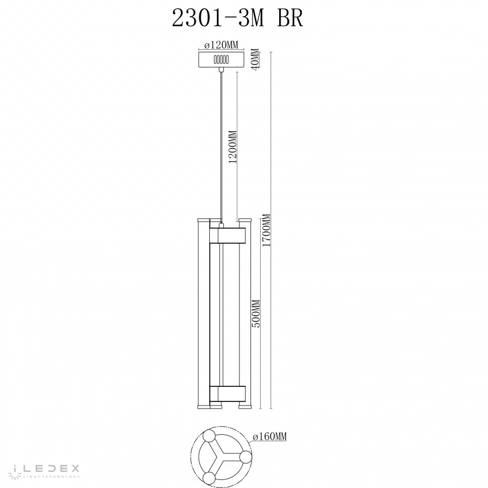 Подвесной светильник iLedex Rocks 2301-3M BR