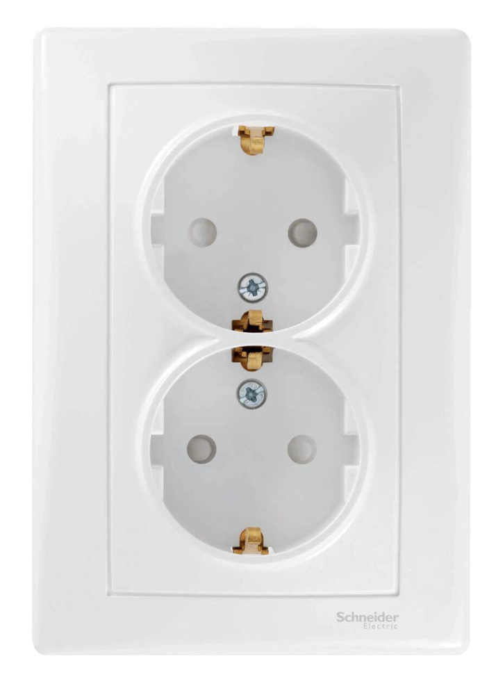 Розетка двойная Schneider Electric Sedna с/з со шторками 16A 250V SDN3000721