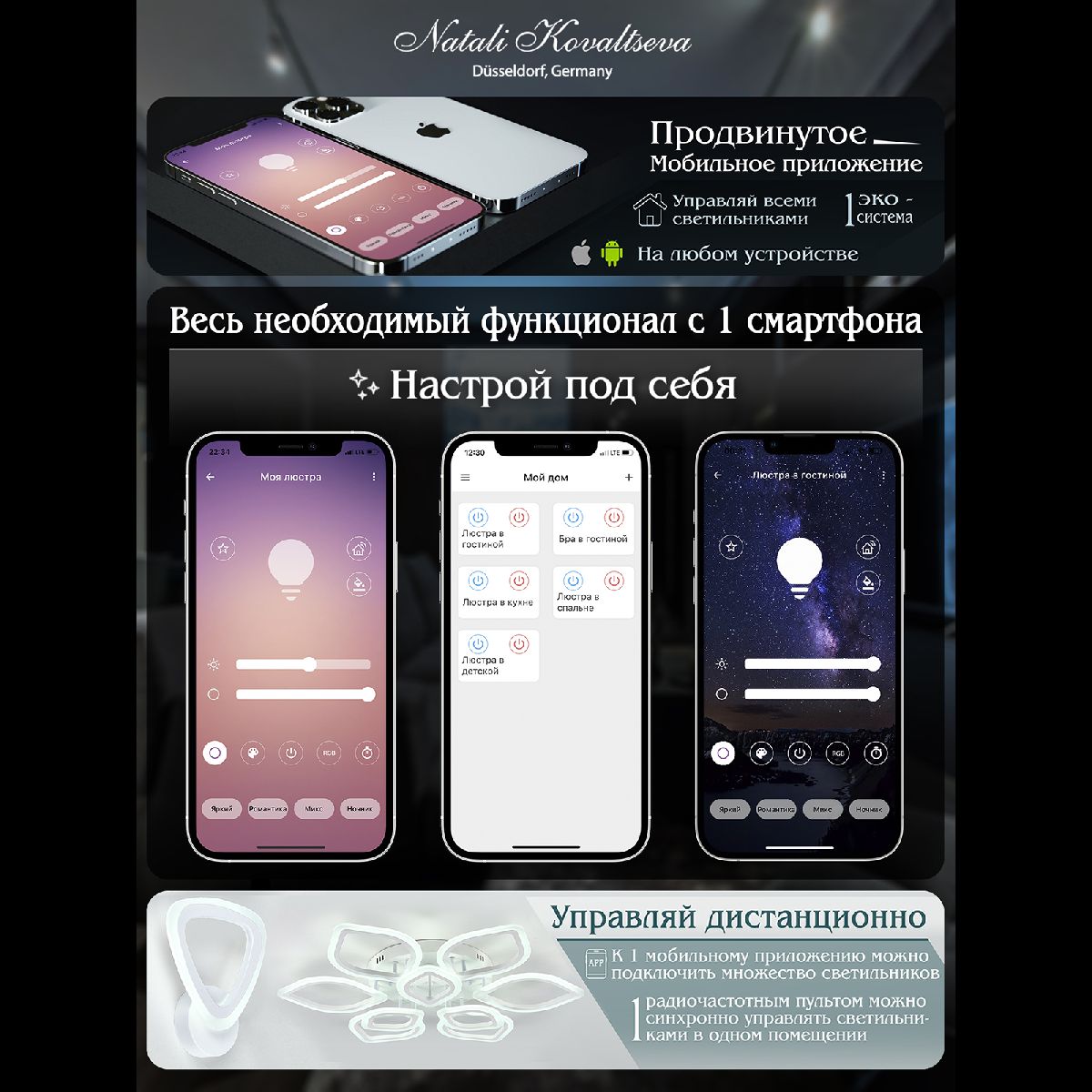 Потолочная светодиодная люстра Natali Kovaltseva Olimp LED LAMPS 81238