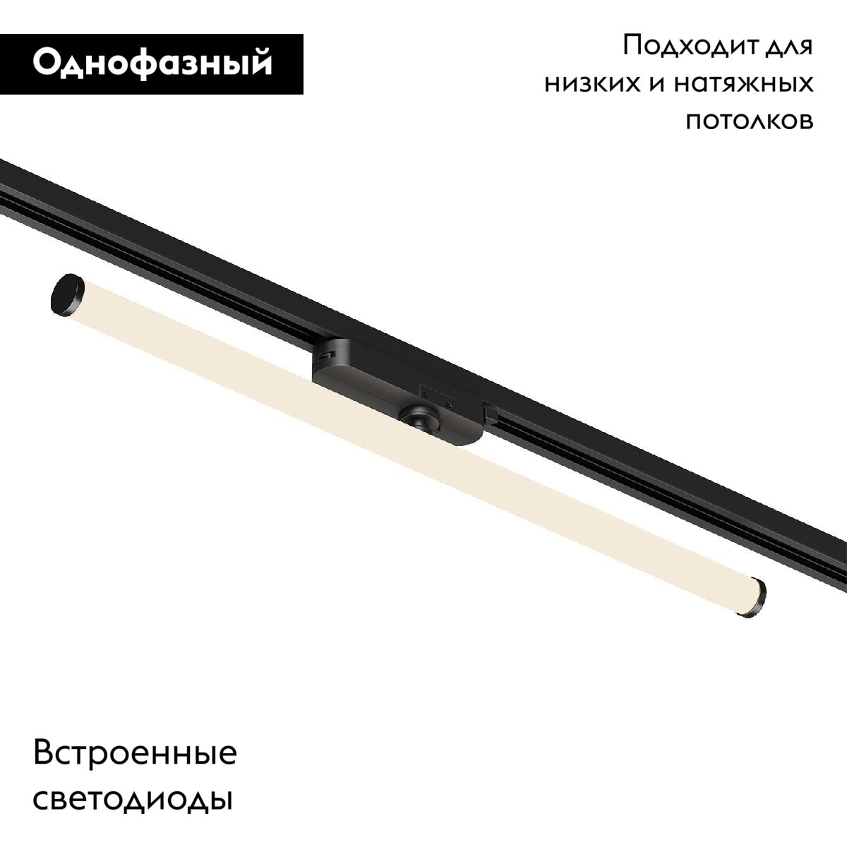 Трековый однофазный светильник Denkirs Strom DK6638-BK