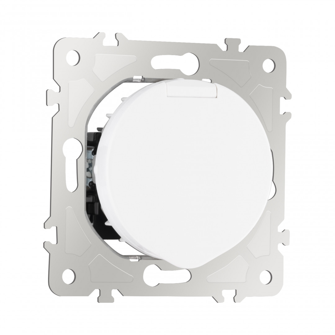 Розетка с заземлением, шторками и защитной крышкой Arte Milano 202.41-1.white