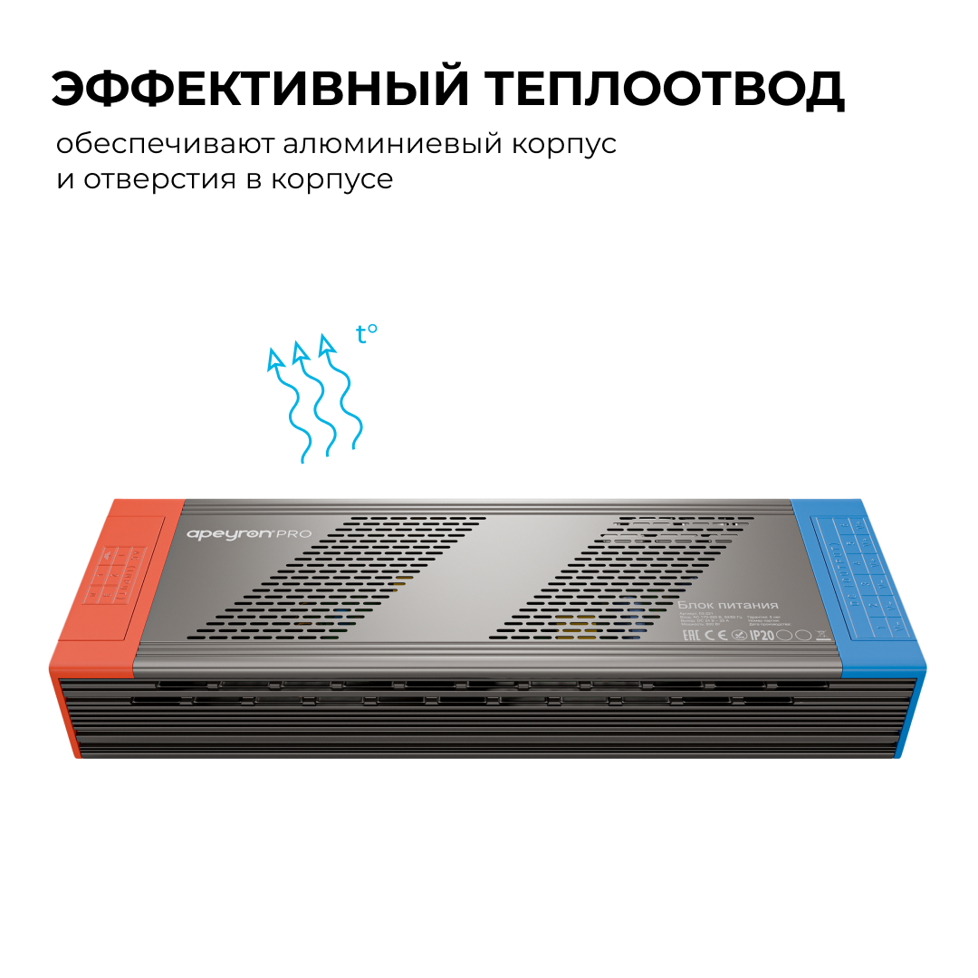 Блок питания Apeyron PRO 24В, 600Вт, 170-265В, 25А, IP20 03-221