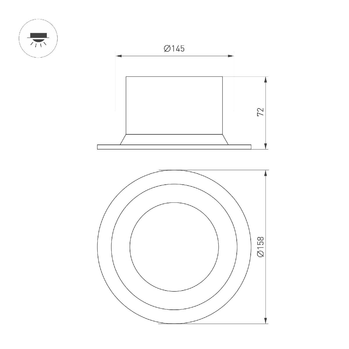 Встраиваемый светильник Arlight MS-DROP-BUILT-R158-30W Warm3000 (WH, 90 deg, 230V) 041464