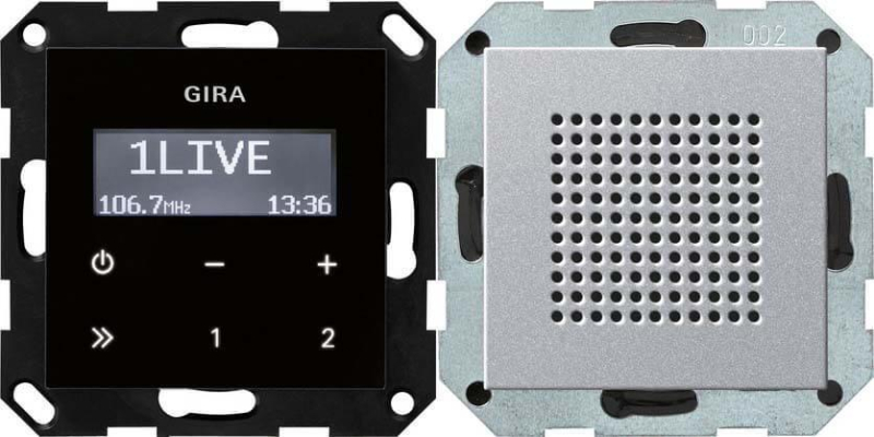 Радиоприемник RDS Gira System 55 с громкоговорителем алюминий 228026