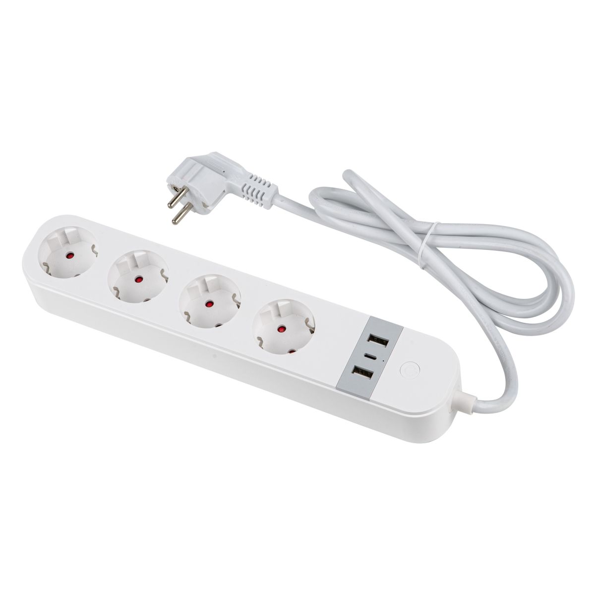 Умный сетевой фильтр Uniel UL-00011386 Wi-Fi. 1.8м Пвс 3х1.5. 4 гнезда. с-з. 2USB+Type-C 5В 3A 16A 3680Вт P-GCL4-1,8 A201/UC/WF WHITE