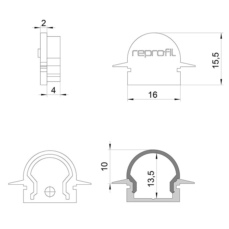 Торцевая заглушка (2 шт.) Deko-Light R-ET-01-10 979541