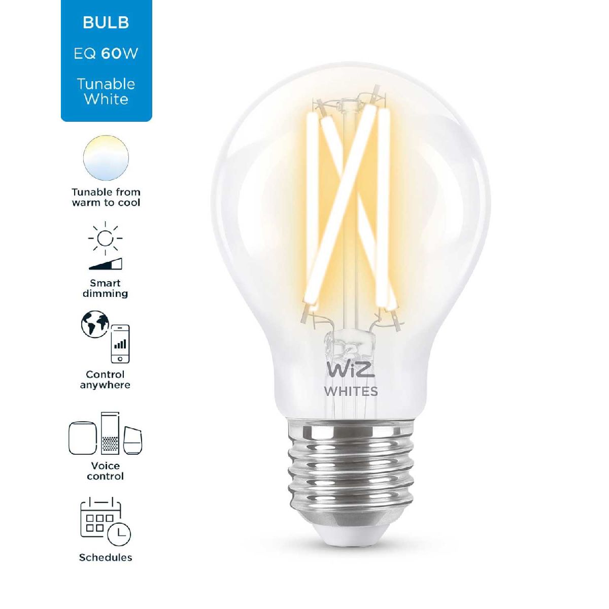Умная светодиодная лампа Wiz Wi-Fi BLE60WA60E27927-65CL1PF/6 E27 7W 2700/6500K 929003017201