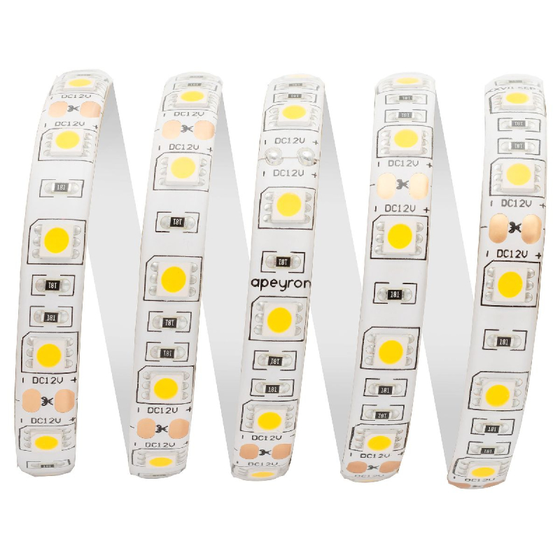 Светодиодная лента Apeyron 12В 14,4Вт/м smd5050 60д/м IP65 700Лм/м 1м 3000К 258BL